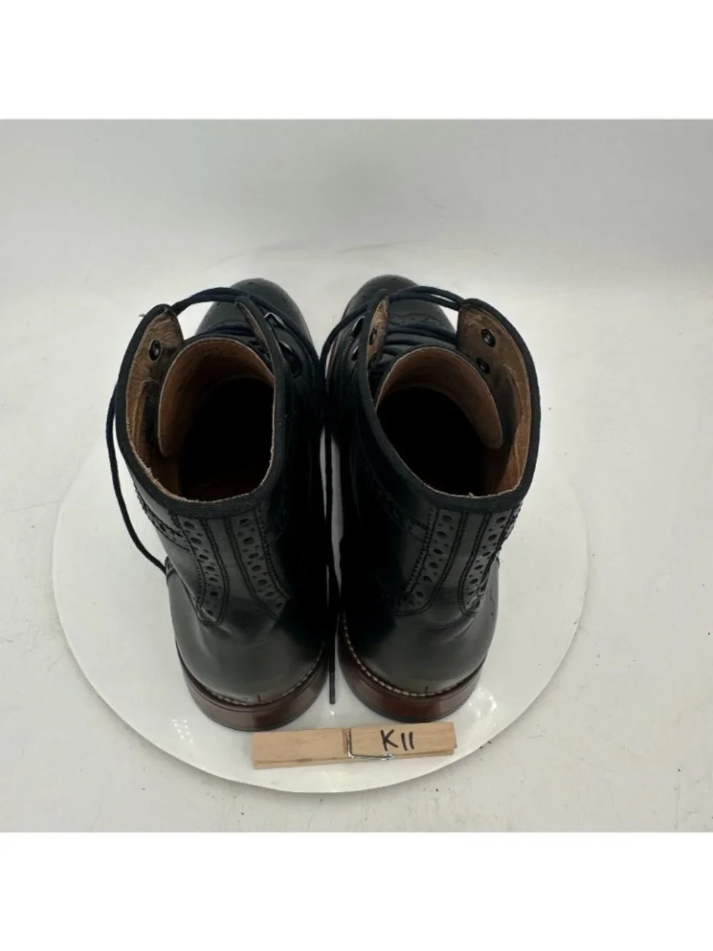 Johnston & Murphy Men Size 12M Black Leather Brogue Wingtip Ankle Combat Shoes
